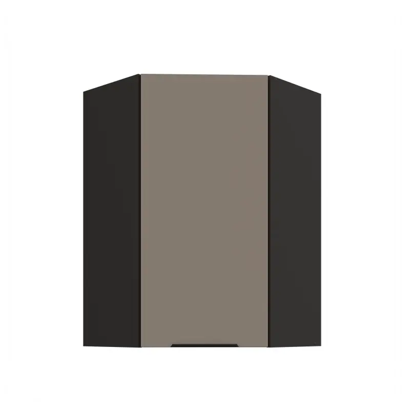 Koupit Online Vysoká rohová skříňka LUNARA 1 - 60x60 cm, tmavě béžová / černá