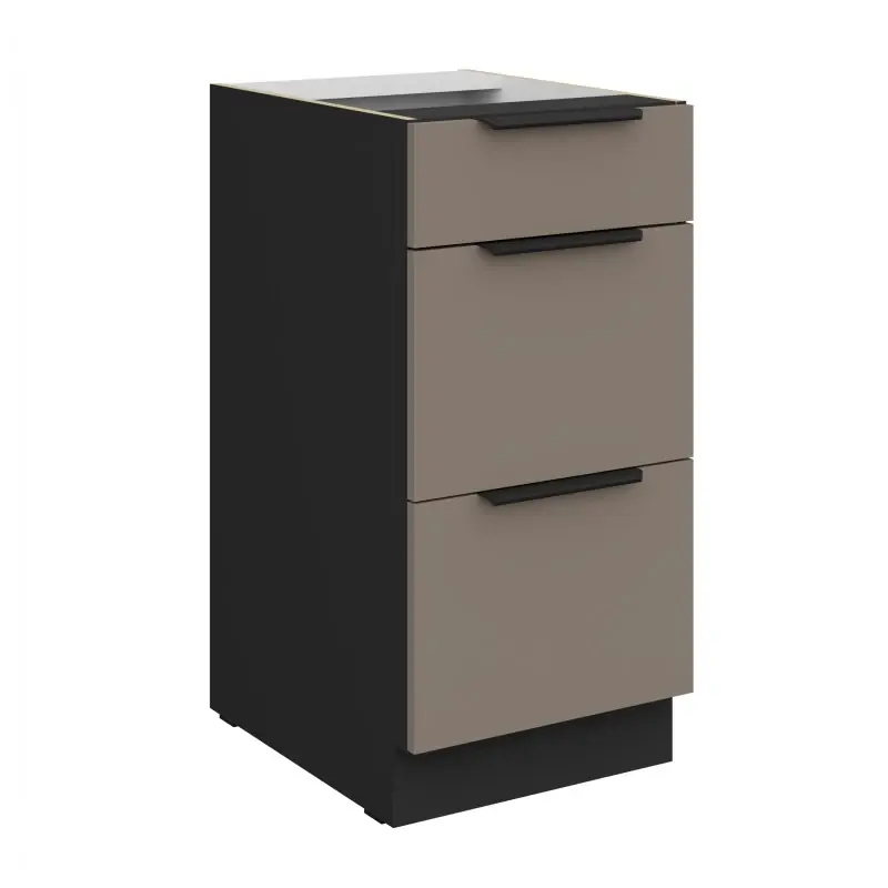 Nejprodávanější Kuchyňská skříňka se šuplíky LUNARA - šířka 40 cm, tmavě béžová / černá