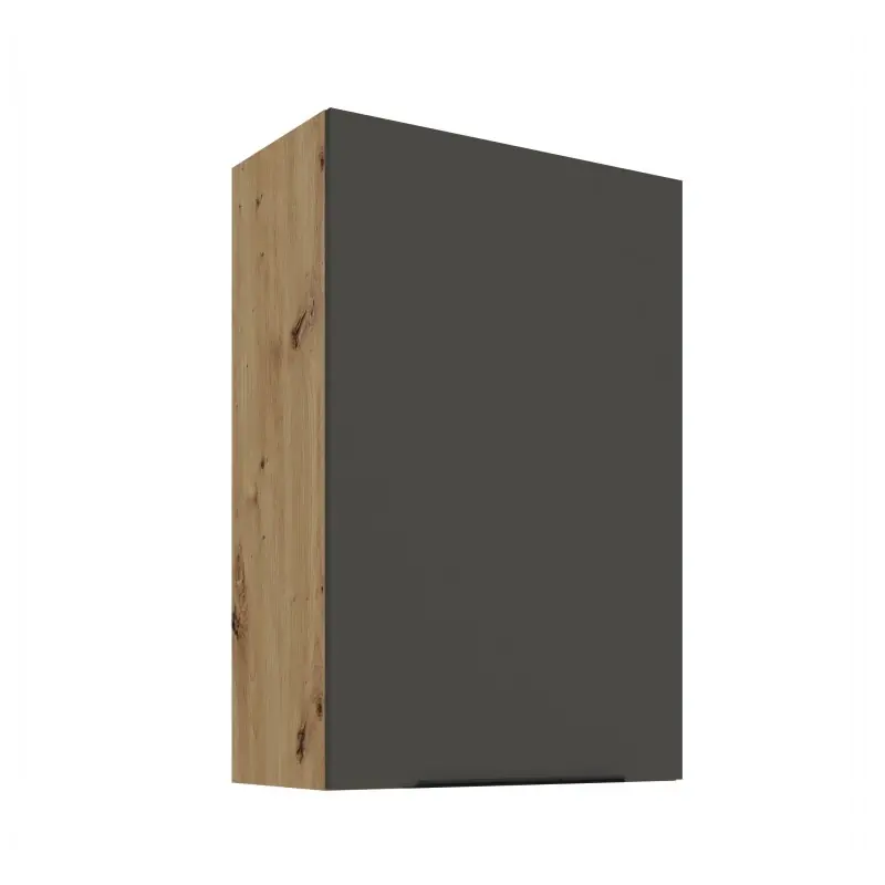 Levný Vysoká horní skříňka LUNARA - šířka 60 cm, grafit / dub artisan