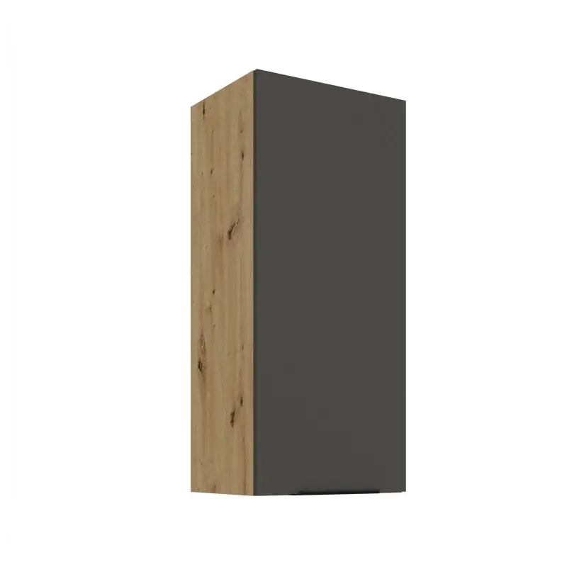 Levný Vysoká horní skříňka LUNARA - šířka 40 cm, grafit / dub artisan