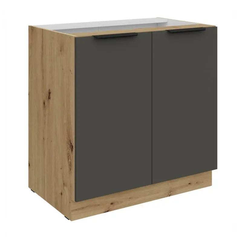 Odeslání Ihned Dolní dvoudveřová skříňka LUNARA - šířka 80 cm, grafit / dub artisan