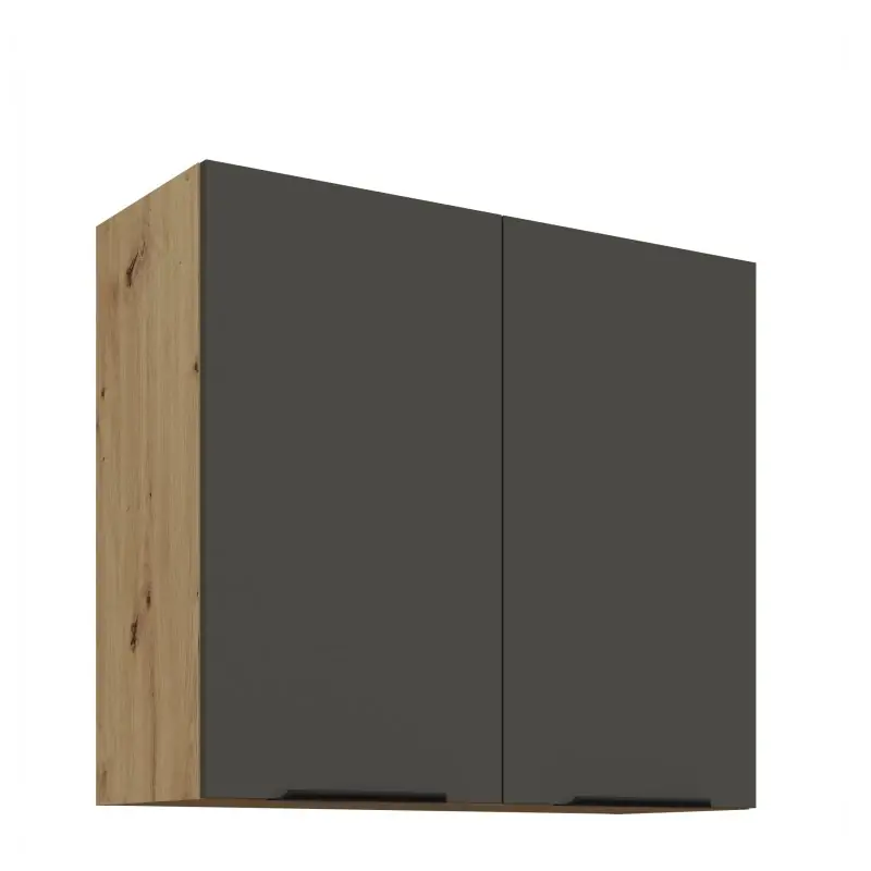 Horní kuchyňská skříňka LUNARA - šířka 80 cm, grafit / dub artisan Přímo Od Výrobce