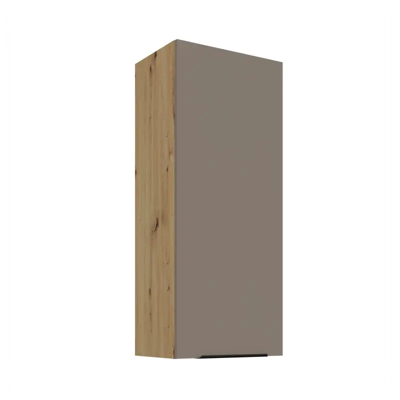 Vysoká horní kuchyňská skříňka LUNARA - šířka 45 cm, tmavě béžová / dub artisan Akční Cena