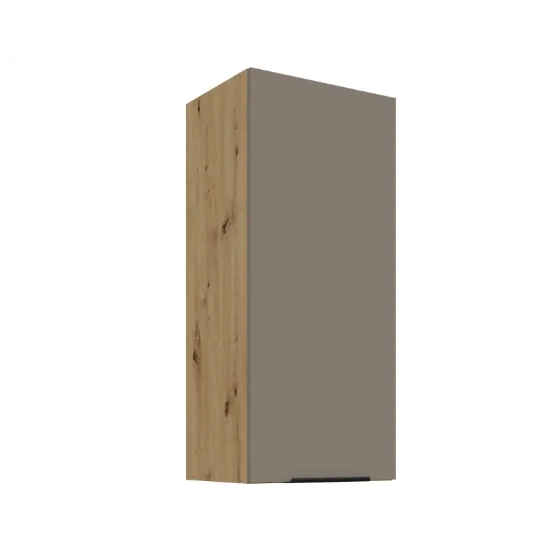 Výprodej Vysoká horní skříňka LUNARA - šířka 40 cm, tmavě béžová / dub artisan