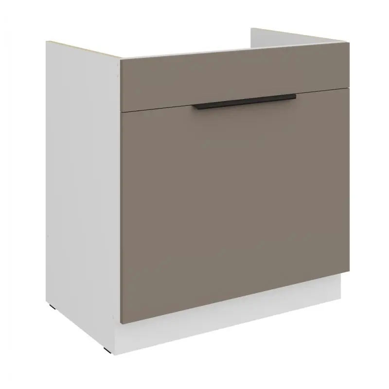 Dolní skříňka na dřez LUNARA - šířka 80 cm, tmavě béžová / bílá Originální