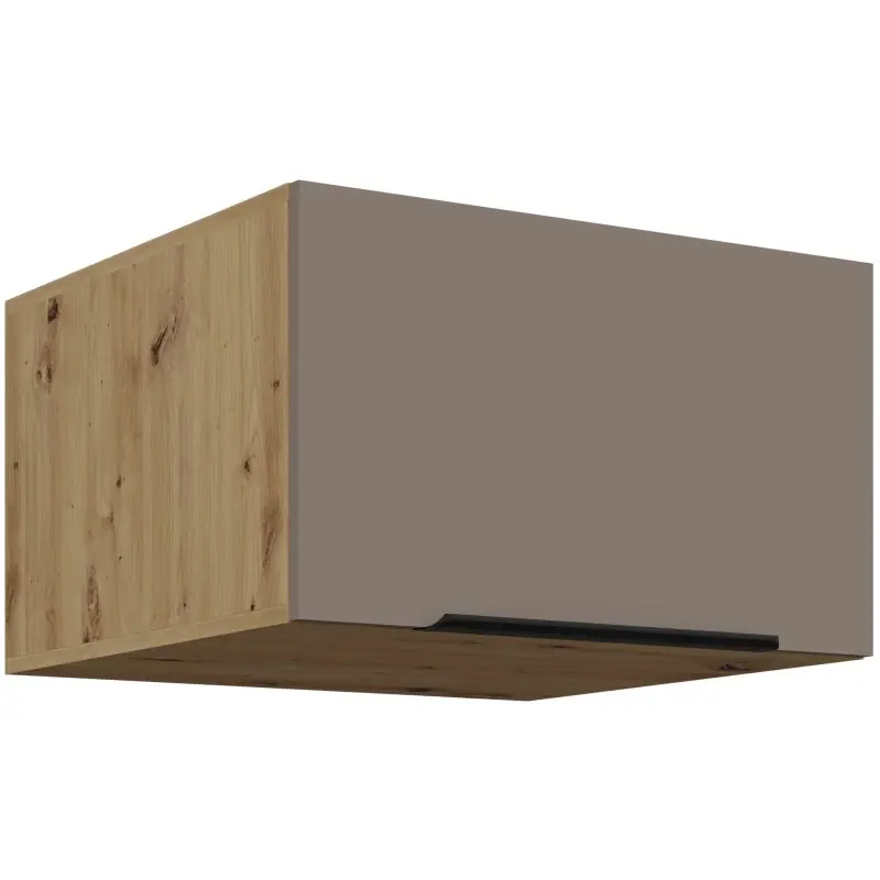 Akce Horní hluboká skříňka s výklopnými dvířky LUNARA - šířka 60 cm, tmavě béžová / dub artisan