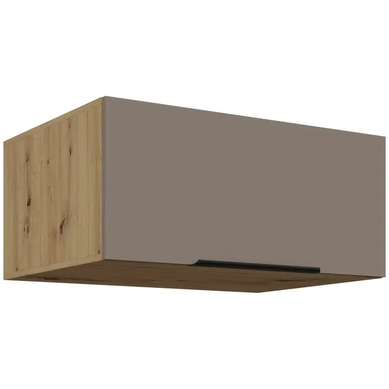 Finální Výprodej Hluboká digestořová skříňka LUNARA - šířka 80 cm, tmavě béžová / dub artisan