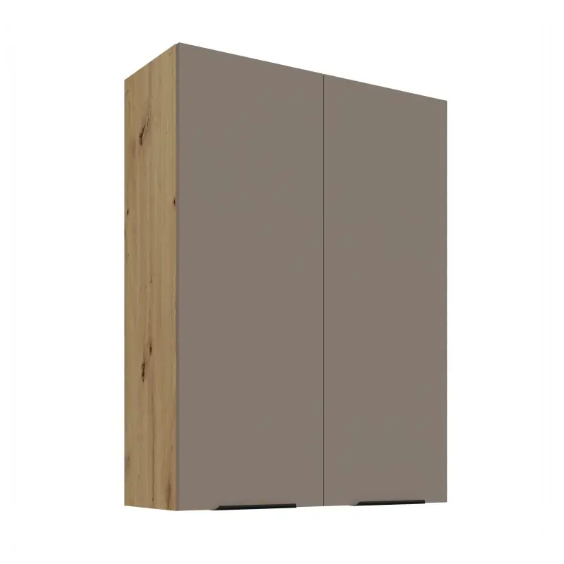 Vysoká horní kuchyňská skříňka LUNARA - šířka 80 cm, tmavě béžová / dub artisan Cenově Výhodný