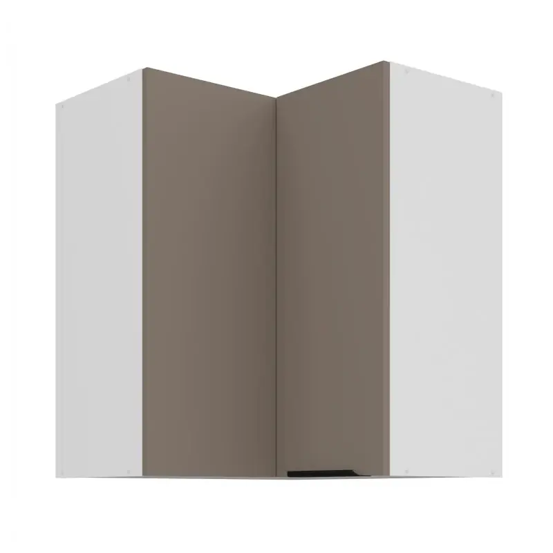 Nejlepší Volba Horní rohová skříňka LUNARA 2 - 60x60 cm, tmavě béžová / bílá