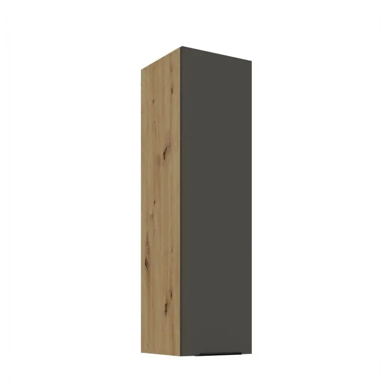 Vysoká horní kuchyňská skříňka LUNARA - šířka 30 cm, grafit / dub artisan Akční Cena