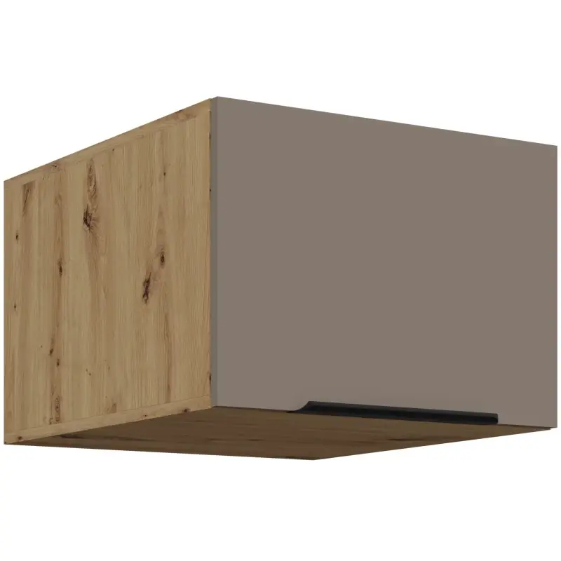 Horní skříňka s výklopnými dvířky LUNARA - šířka 50 cm, tmavě béžová / dub artisan Akční Nabídka