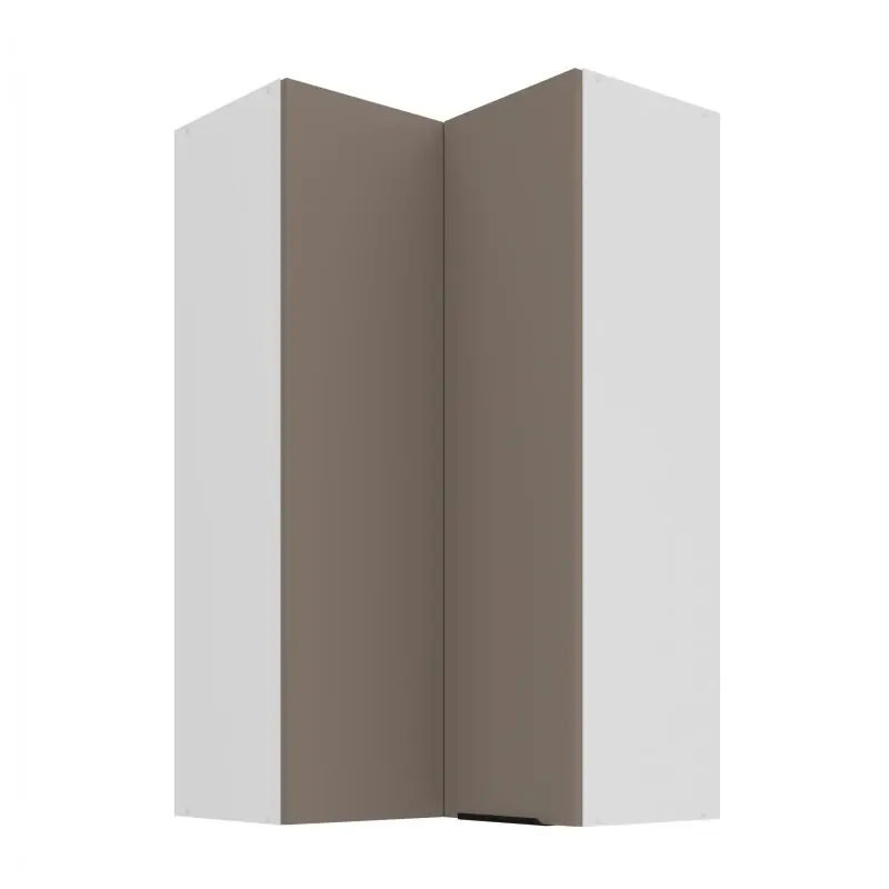 Vysoká horní rohová skříňka LUNARA 2 - 60x60 cm, tmavě béžová / bílá Odeslání Ihned