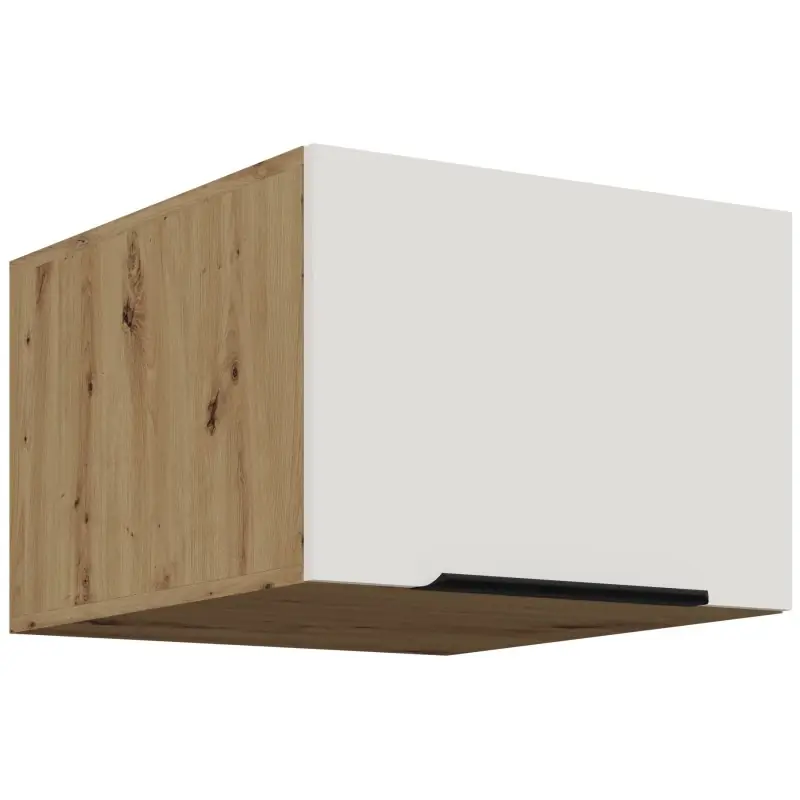 Pouze Dnes Horní skříňka s výklopnými dvířky LUNARA - šířka 50 cm, bílá / dub artisan
