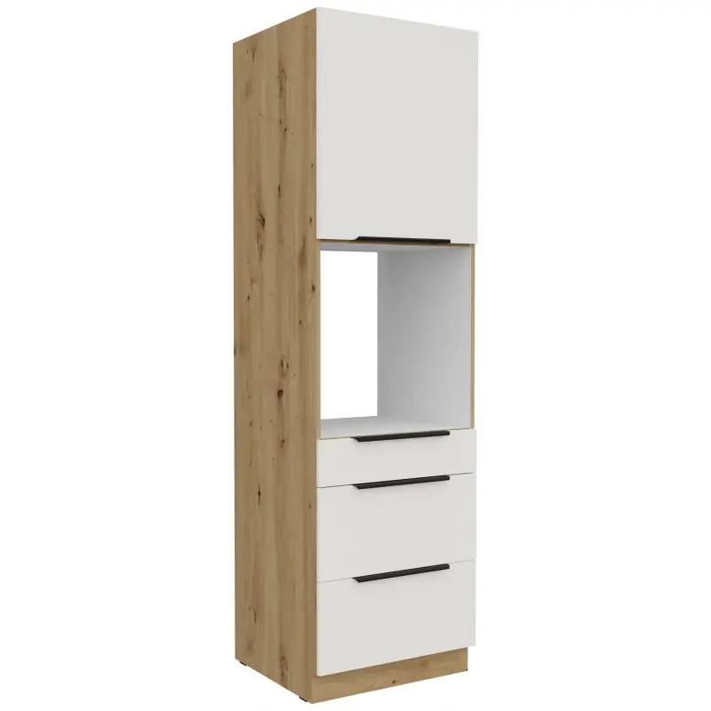 Skříň na vestavnou troubu se šuplíky LUNARA - šířka 60 cm, bílá / dub artisan Ihned K Objednání