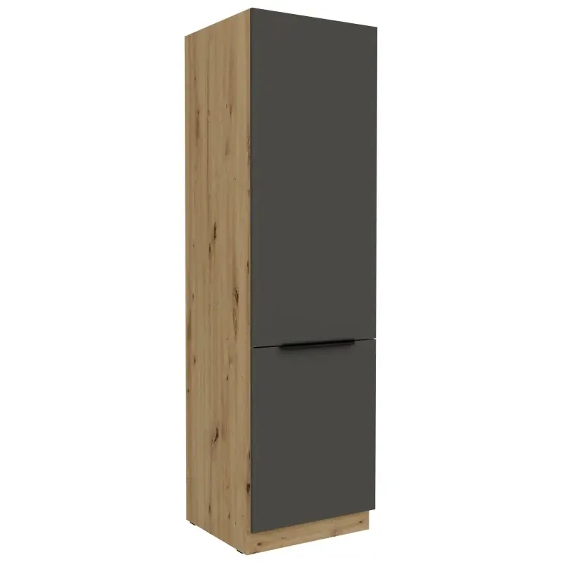 Přímo Od Výrobce Skříň na vestavnou lednici LUNARA - šířka 60 cm, grafit / dub artisan