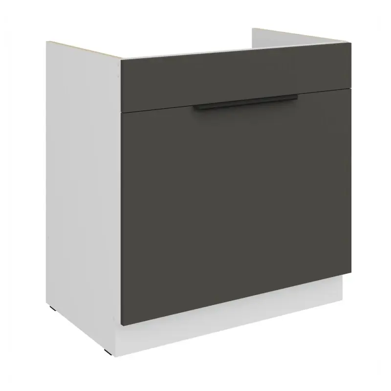 Dolní skříňka na dřez LUNARA - šířka 80 cm, grafit / bílá Autentický