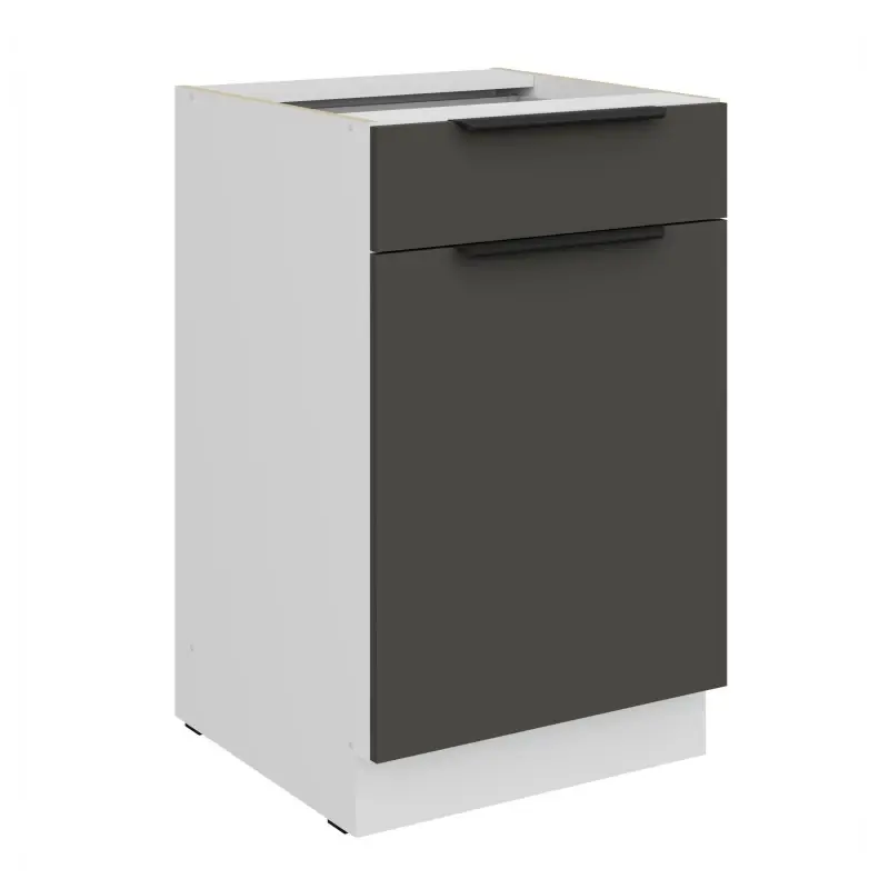 Dolní skříňka se šuplíkem LUNARA - šířka 50 cm, grafit / bílá Cenově Výhodný