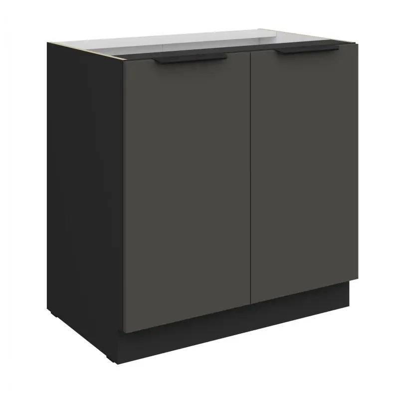 Finální Výprodej Dolní dvoudveřová skříňka LUNARA - šířka 80 cm, grafit / černá