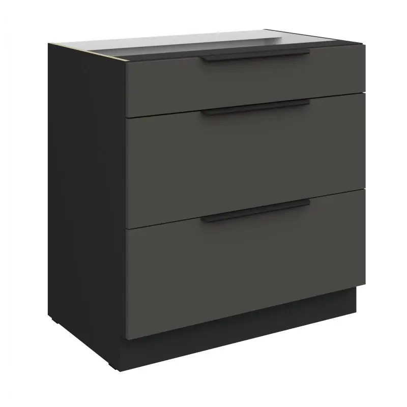 Jen Po Omezenou Doba Dolní šuplíková skříňka LUNARA - šířka 80 cm, grafit / černá