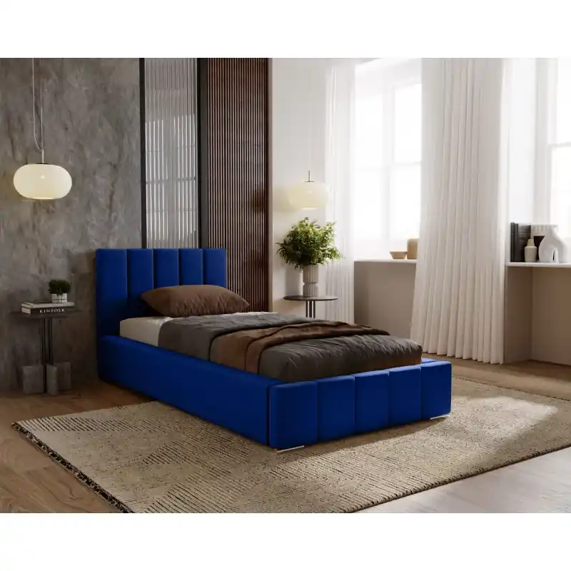 Must-Have Jednolůžková postel 80x200 s úložným prostorem CULPEPER - tmavá modrá