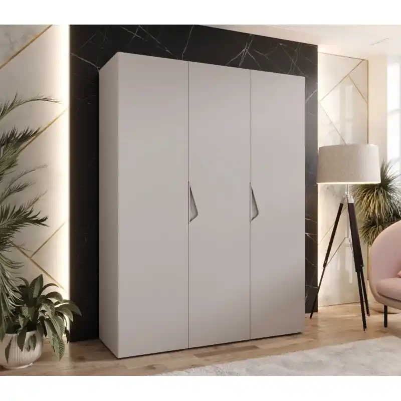 Akce Třídveřová šatní skříň 150 cm AMARIS 1 - kašmír / kašmírové úchyty