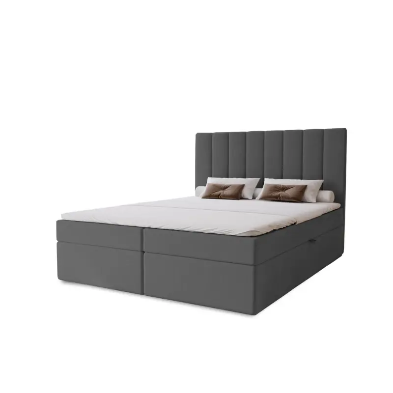 Zlevněný Hotelová manželská postel 200x200 GRETNA - ocelová šedá + topper ZDARMA
