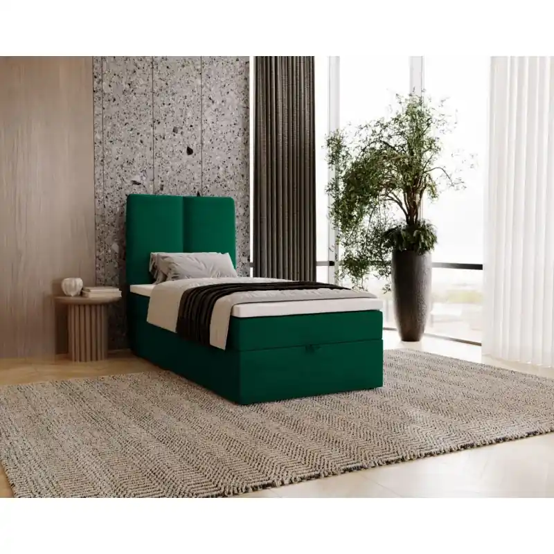 Aktuální Kontinentální jednolůžková postel 90x200 GLADE - lahvově zelená