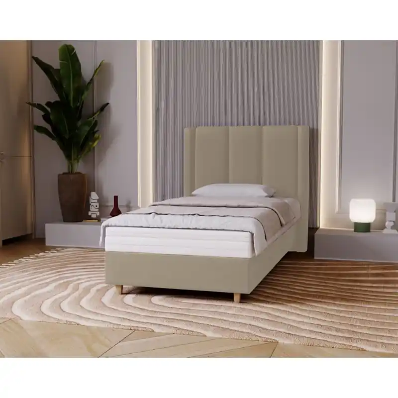 Čalouněná jednolůžková postel 100x200 KENBRIDGE - latte Finální Výprodej