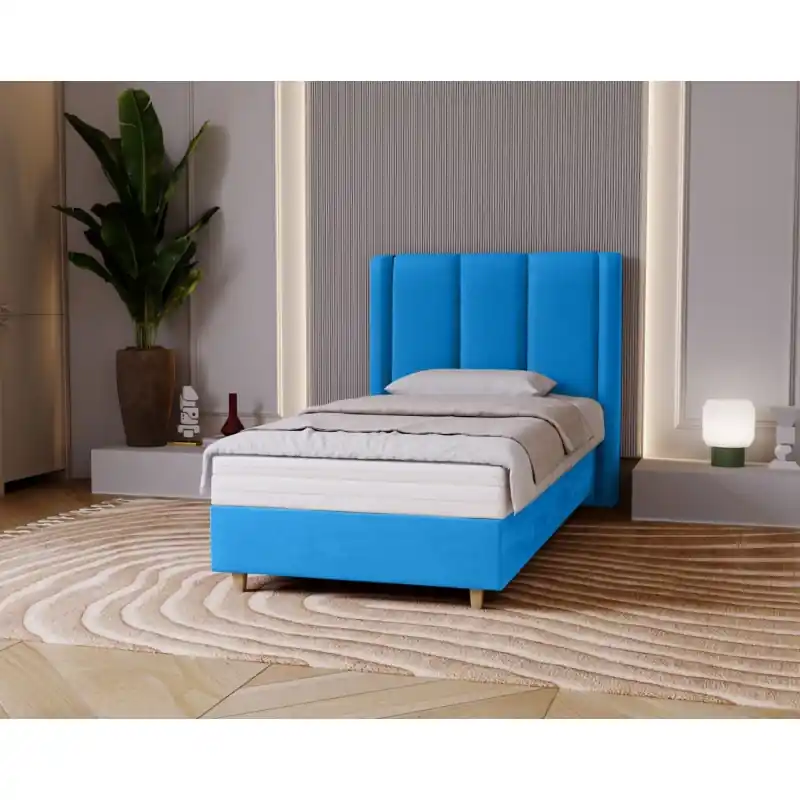 Čalouněná jednolůžková postel 90x200 KENBRIDGE - modrá Must-Have