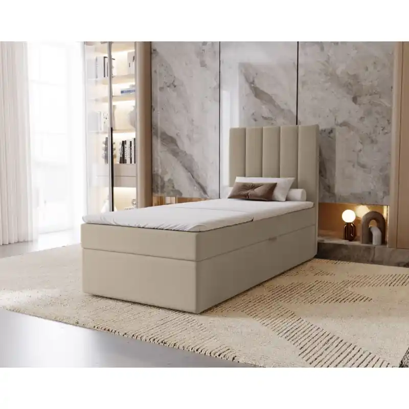 Hotelová jednolůžková postel 100x200 GRETNA - latte + topper ZDARMA Tovární Cena