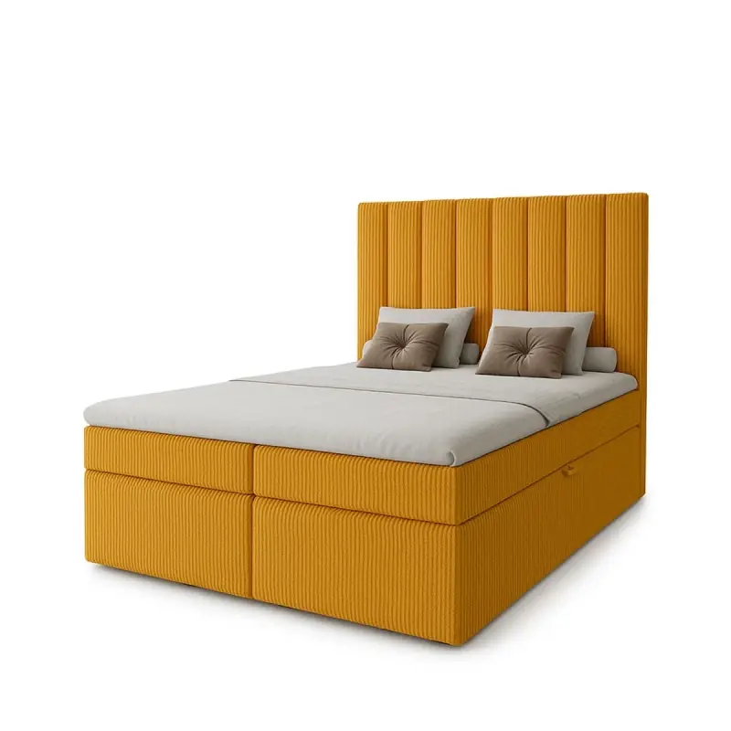 Must-Have Hotelová manželská postel 160x200 GRETNA - hořčicová + topper ZDARMA