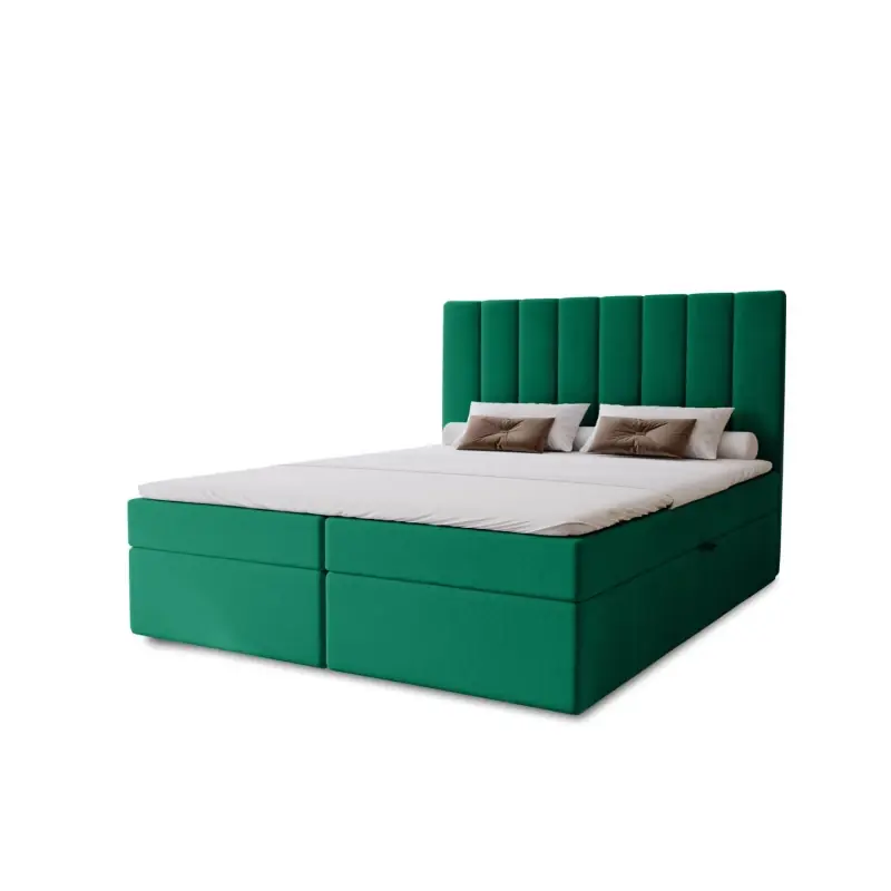 Hotelová manželská postel 140x200 GRETNA - lahvově zelená + topper ZDARMA Sleva