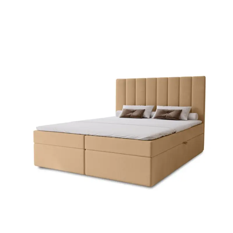 Nová Kolekce Hotelová manželská postel 140x200 GRETNA - teplá béžová + topper ZDARMA