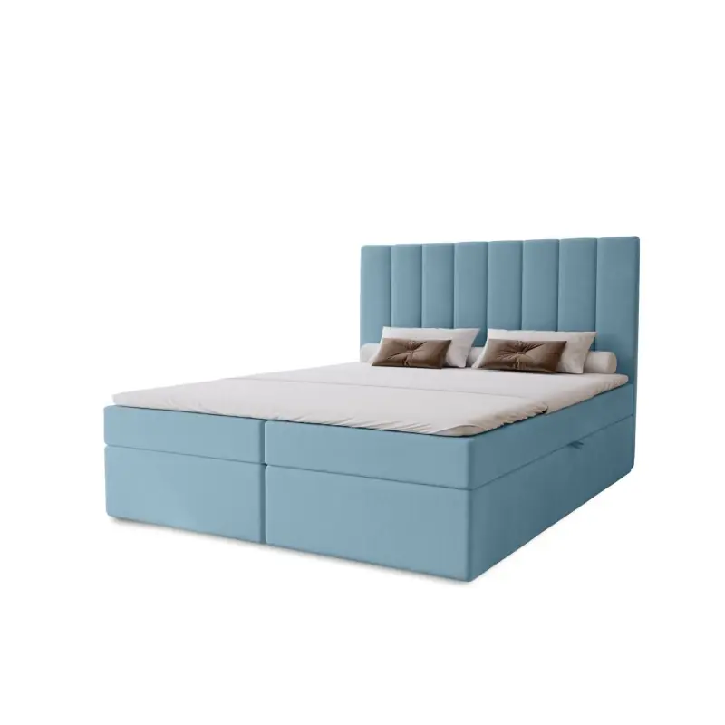 Hotelová manželská postel 160x200 GRETNA - světlá modrá + topper ZDARMA Nejprodávanější