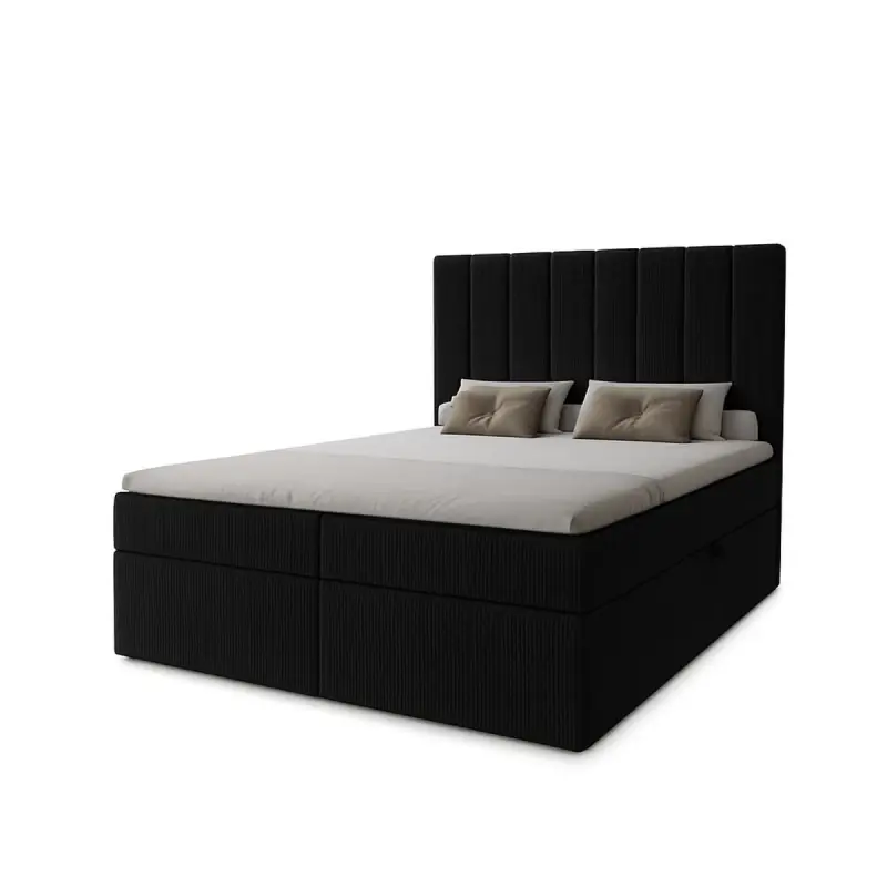 Koupit Online Hotelová manželská postel 140x200 GRETNA - černá 2 + topper ZDARMA