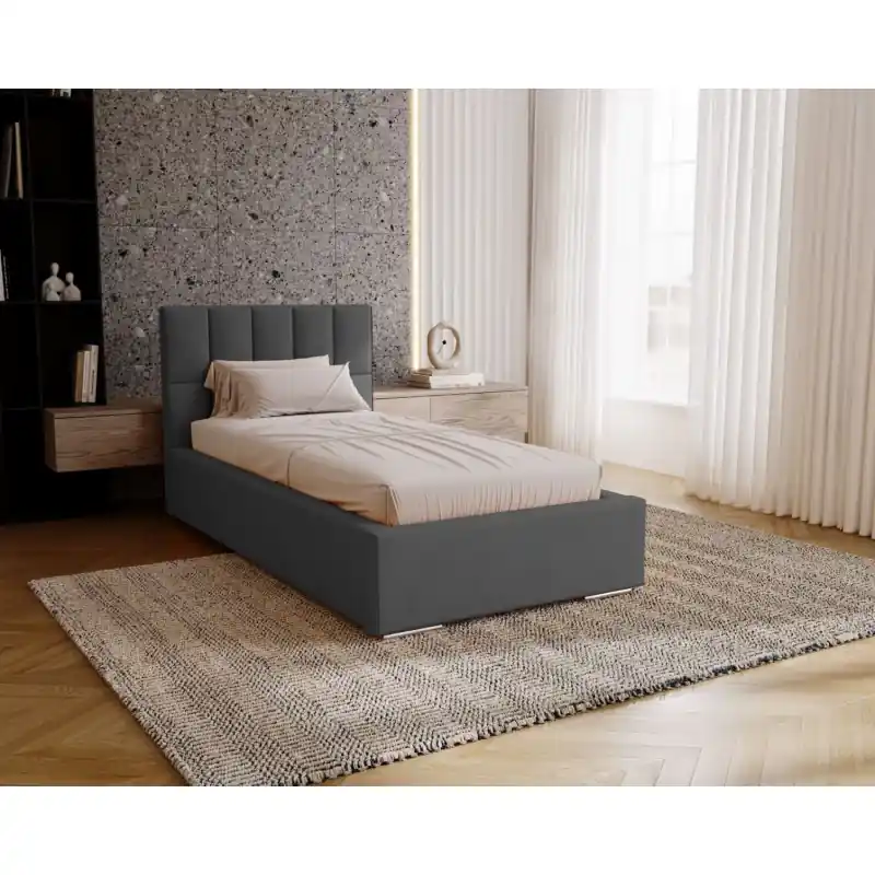 Cenově Výhodný Jednolůžková čalouněná postel 80x200 EMPORIA - ocelová šedá
