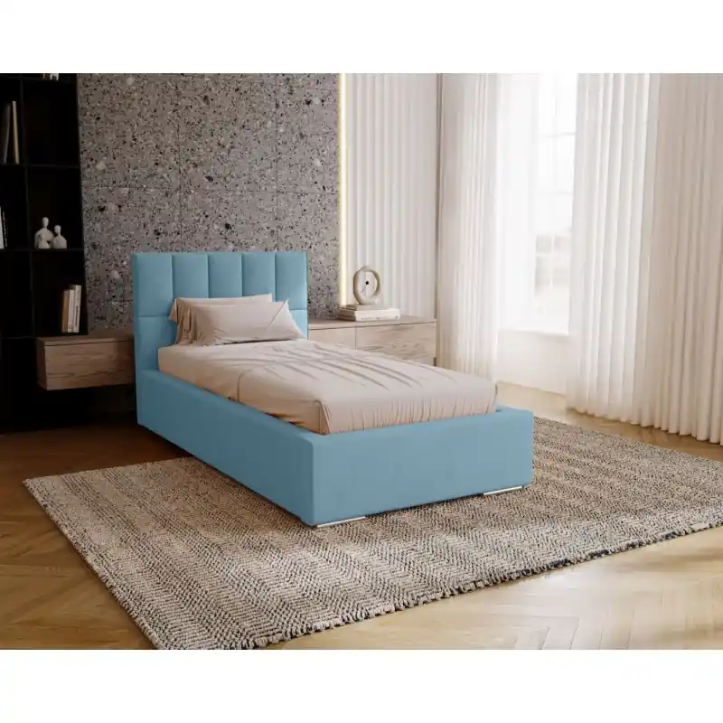 Autentický Jednolůžková čalouněná postel 80x200 EMPORIA - světlá modrá