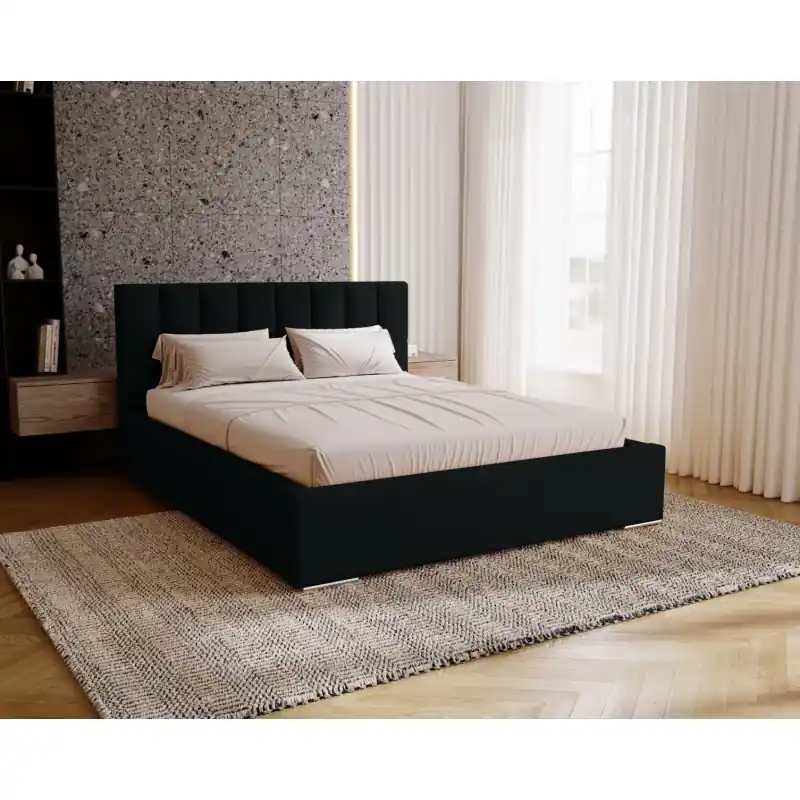 Manželská čalouněná postel 200x200 EMPORIA - černá Pouze Dnes
