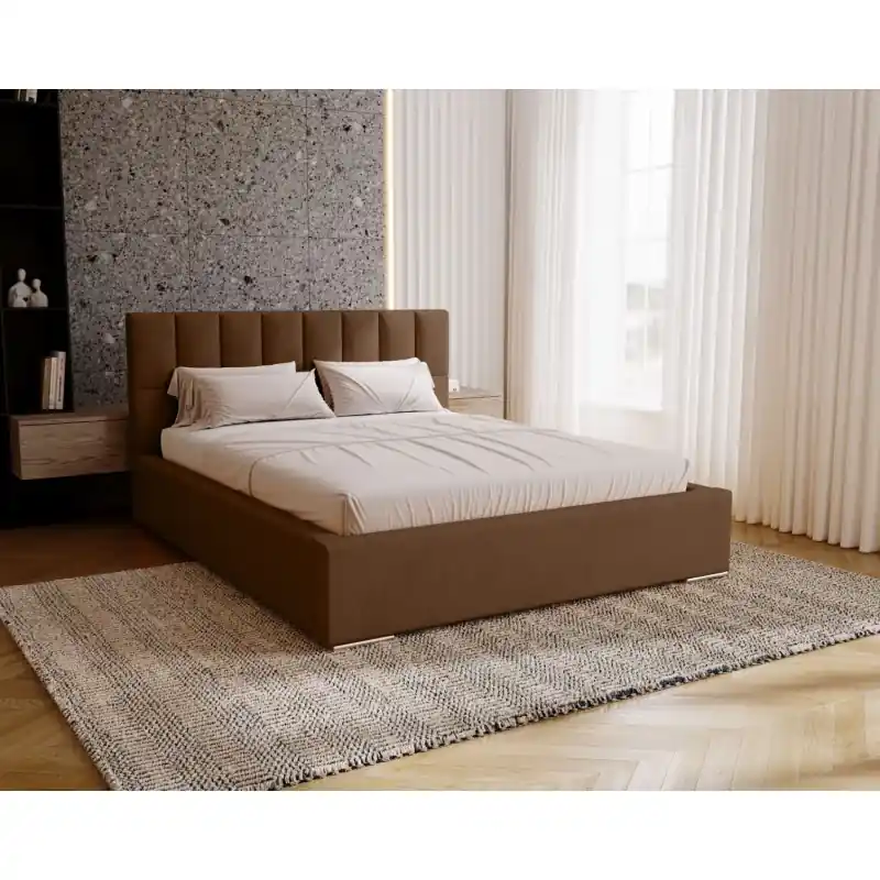 Manželská čalouněná postel 200x200 EMPORIA - hnědá Jen Po Omezenou Doba