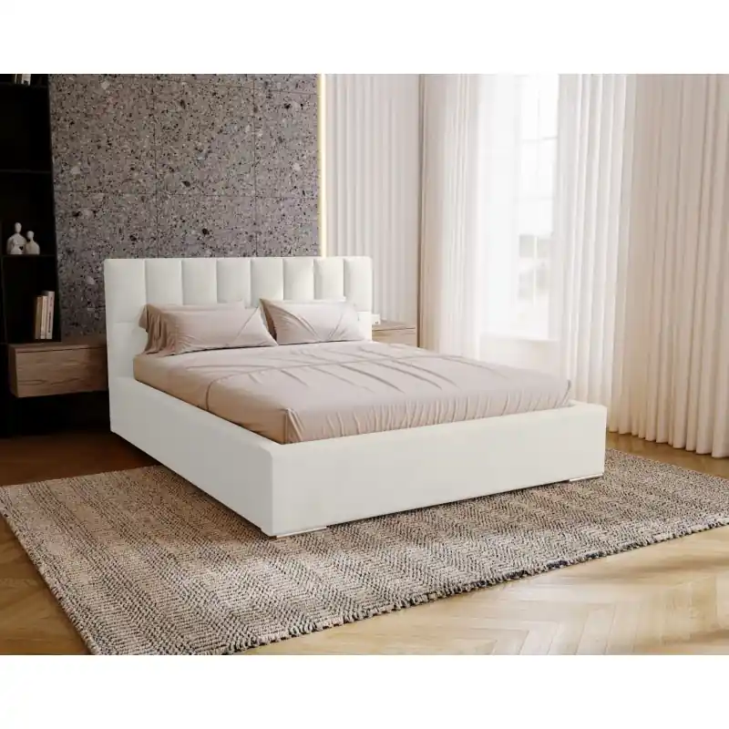 Manželská čalouněná postel 200x200 EMPORIA - bílá Pouze Dnes