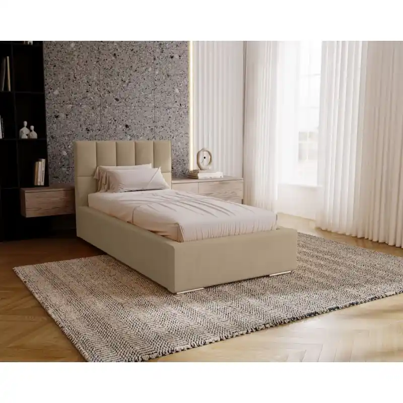 Jednolůžková čalouněná postel 90x200 EMPORIA - krémová Autentický