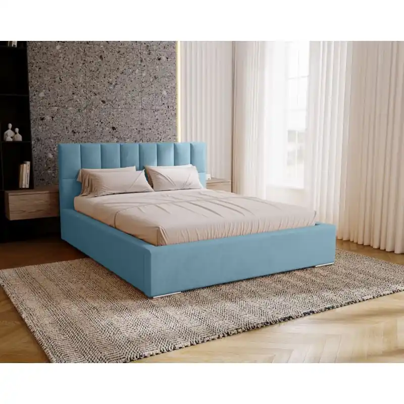 Top Prodej Manželská čalouněná postel 140x200 EMPORIA - světlá modrá