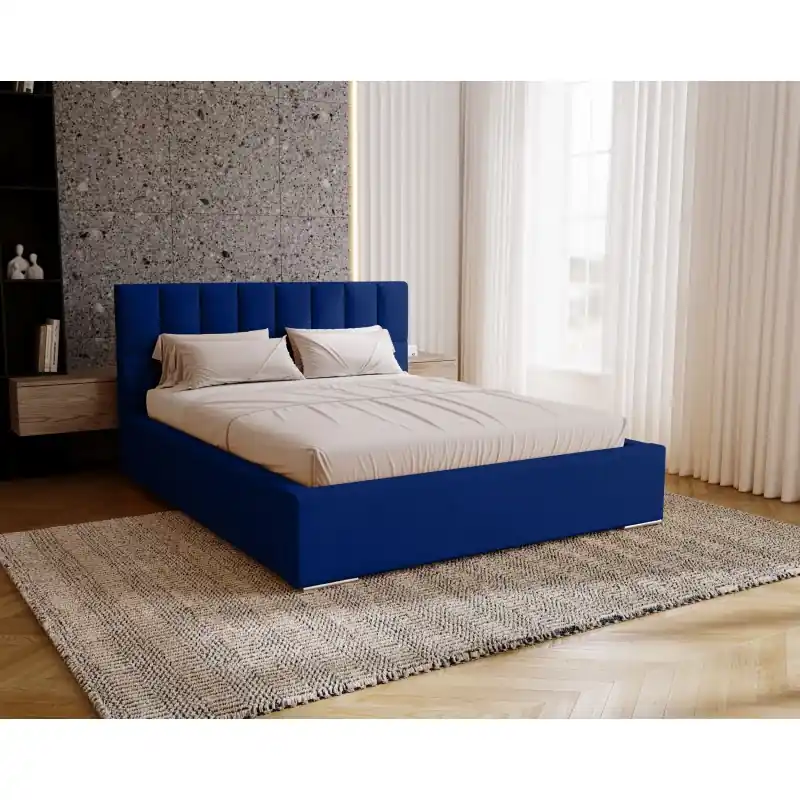 Akční Cena Manželská čalouněná postel 140x200 EMPORIA - tmavá modrá