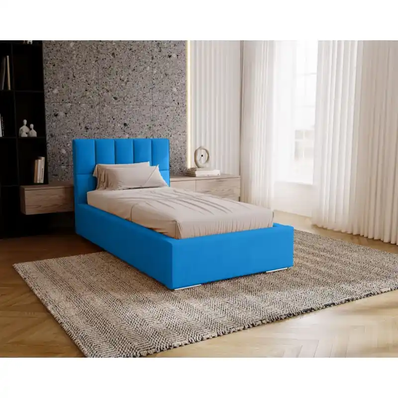Jednolůžková čalouněná postel 90x200 EMPORIA - modrá Značkový