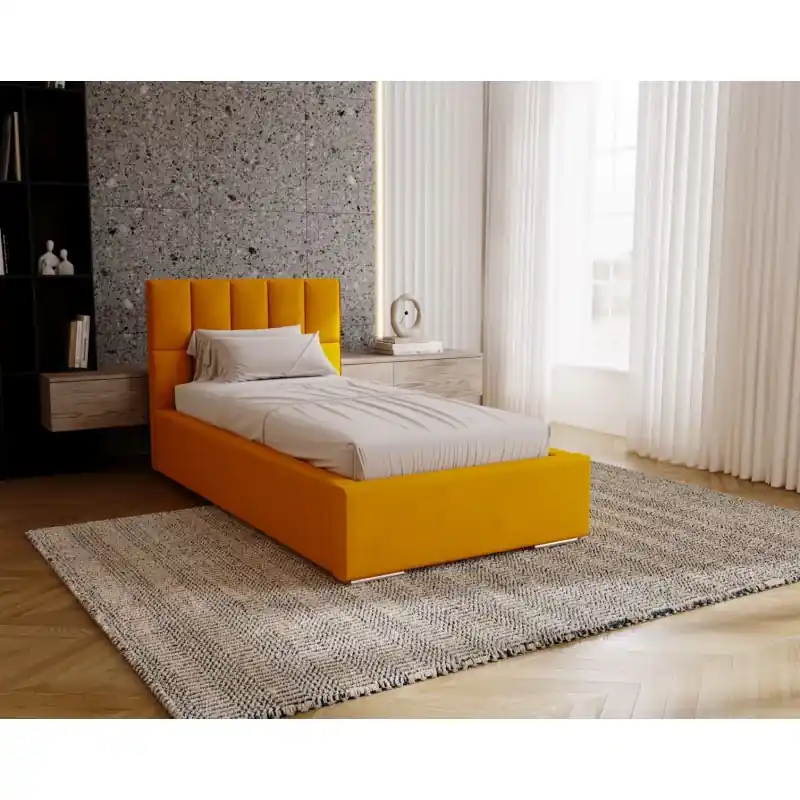 Jednolůžková čalouněná postel 90x200 EMPORIA - pomerančová Cenový Hit