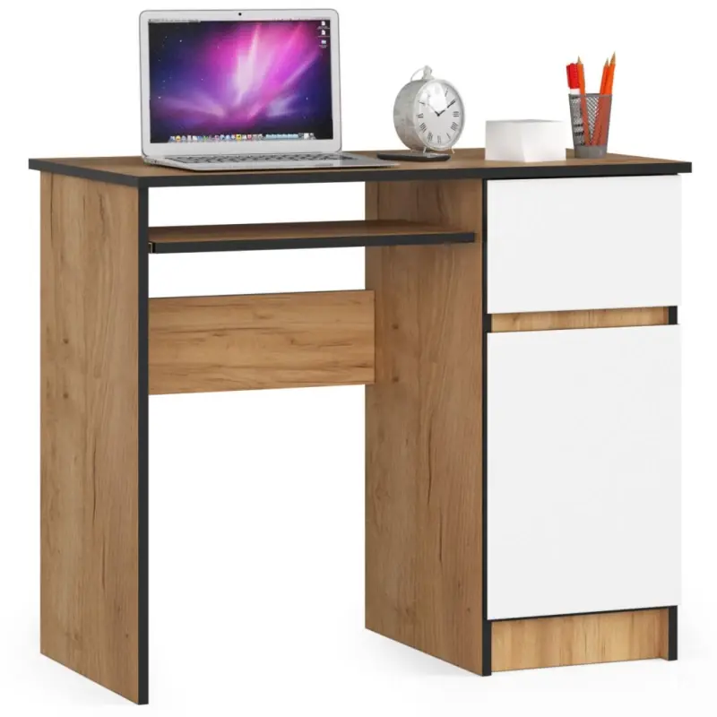 Omezená Nabídka PC stůl KALRION - dub craft / bílý, pravé provedení