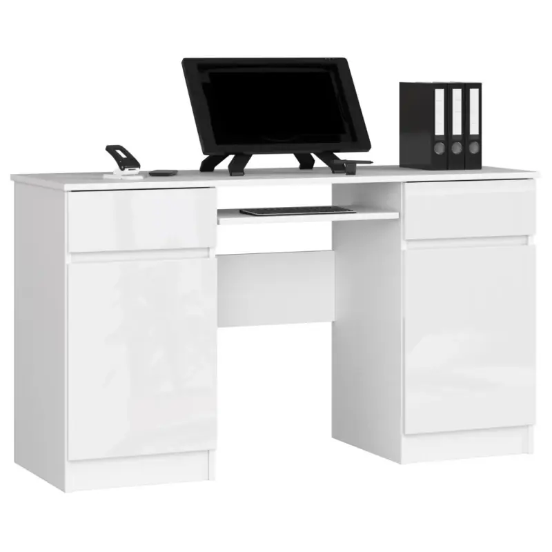 Odeslání Ihned PC stůl FINLOR - bílý / bílý lesklý