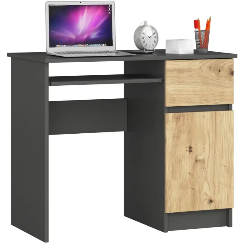 Akční Nabídka PC stůl KALRION - šedý / dub artisan, pravé provedení