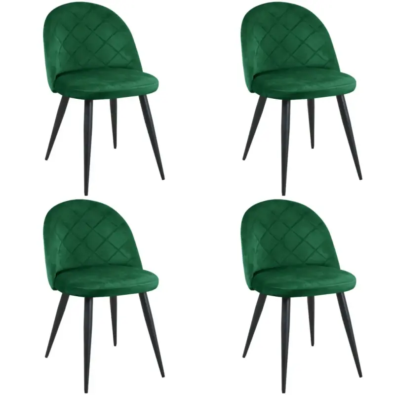 Set 4x jídelní židle VASICA - láhvově zelený / černý Autentický