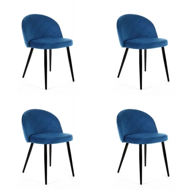Časově Omezené Set 4x jídelní židle VASICA - tmavě modrý / černý